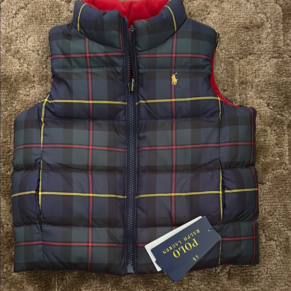 Polo by Ralph Lauren Kids Plaid Puffer Vest - Blue and Red